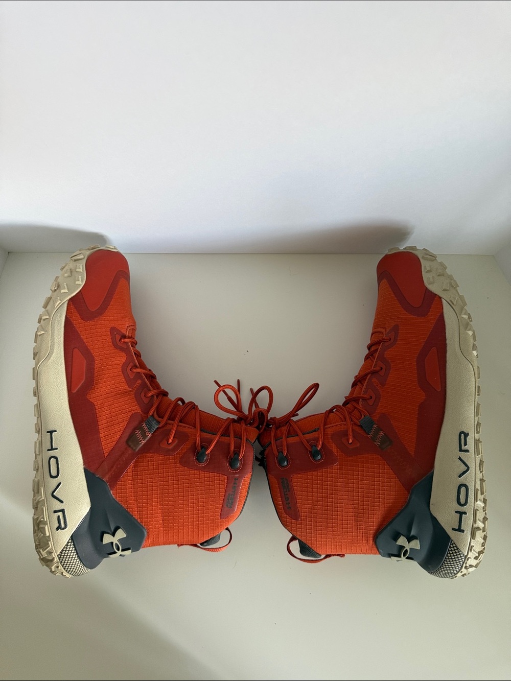 Under Armour HOVR Dawn WP Waterproof Hiking Boots Red Orange Men’s Size 11 Flaw - Picture 8 of 16
